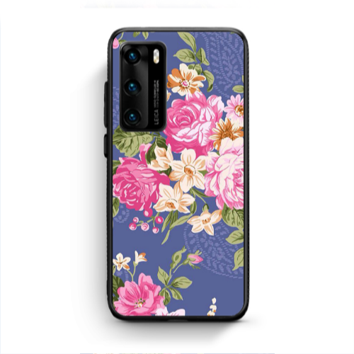 Huawei P40 Mixed roses Black Glossy Θήκη
