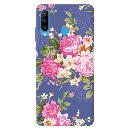 Huawei P30 Lite Mixed roses Transparent Silicone TPU Θήκη