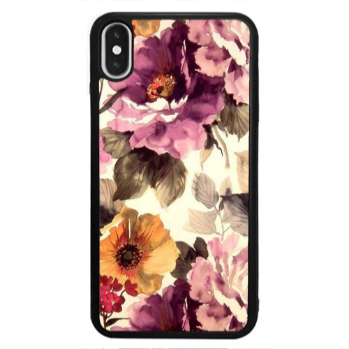 Apple iPhone X Daisies and roses Black Glossy Θήκη