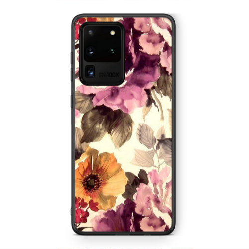 Samsung S20 Ultra Daisies and roses Black Glossy Θήκη