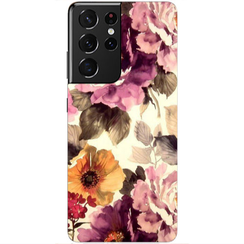 Samsung S21 Ultra Daisies and roses Transparent Silicone TPU Θήκη