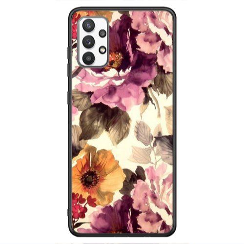 Samsung A13 4G Daisies and roses Black Glossy Θήκη