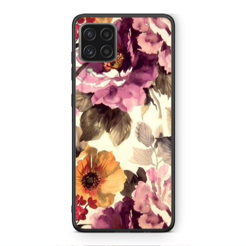 Samsung A22 4G Daisies and roses Black Glossy Θήκη