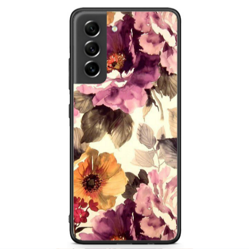 Samsung S21 FE Daisies and roses Black Glossy Θήκη