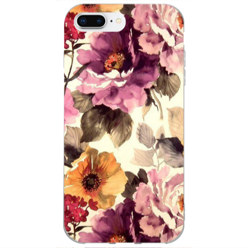 Apple iPhone 7 Plus Daisies and roses Transparent Silicone TPU Θήκη