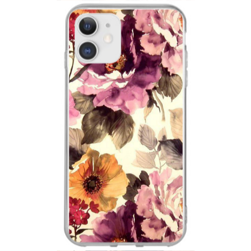 Apple iPhone 12 Mini Daisies and roses Transparent Silicone TPU Θήκη