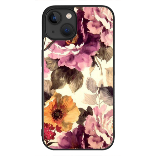 Apple iPhone 13 Mini Daisies and roses Black Glossy Θήκη
