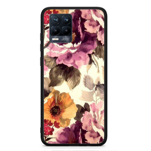 Realme 8  Daisies and roses Black Glossy Θήκη