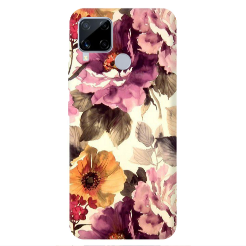 Realme C25S Daisies and roses Transparent Silicone TPU Θήκη