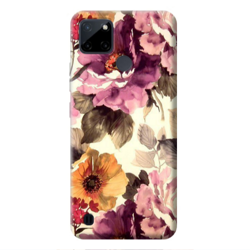 Realme C25Y Daisies and roses Transparent Silicone TPU Θήκη