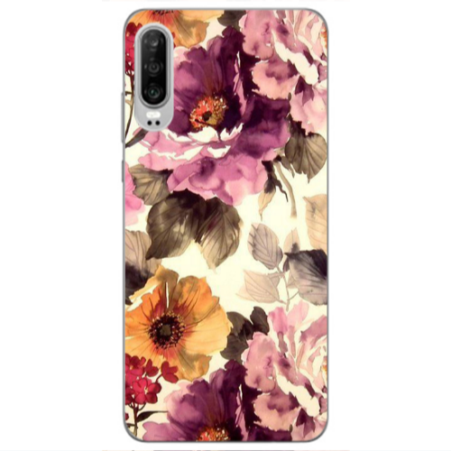 Huawei P30 Daisies and roses Transparent Silicone TPU Θήκη