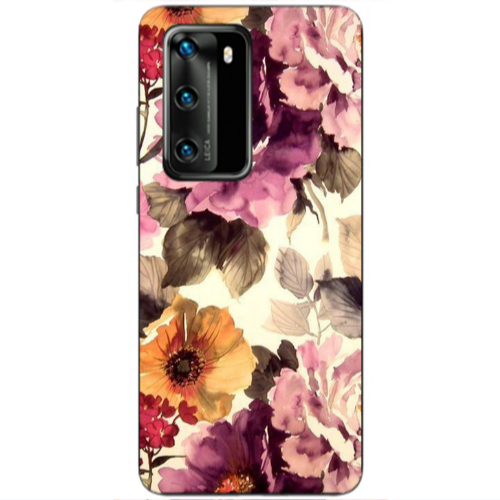 Huawei P40 Daisies and roses Transparent Silicone TPU Θήκη