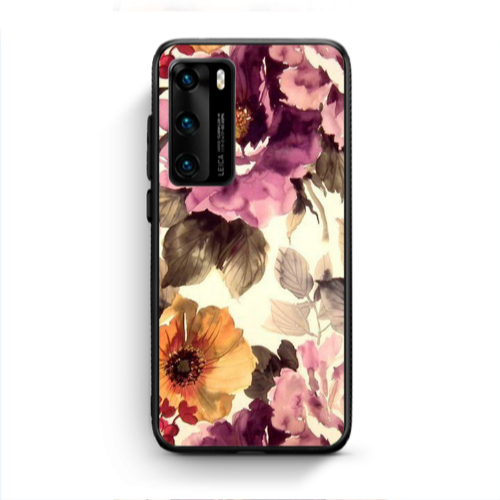 Huawei P40 Daisies and roses Black Glossy Θήκη