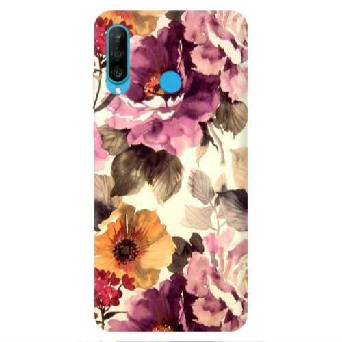 Huawei P30 Lite Daisies and roses Transparent Silicone TPU Θήκη