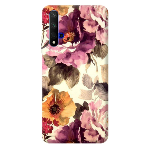 Huawei Nova 5 T Daisies and roses Transparent Silicone TPU Θήκη