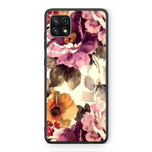Samsung A22 5G Daisies and roses Black Glossy Θήκη