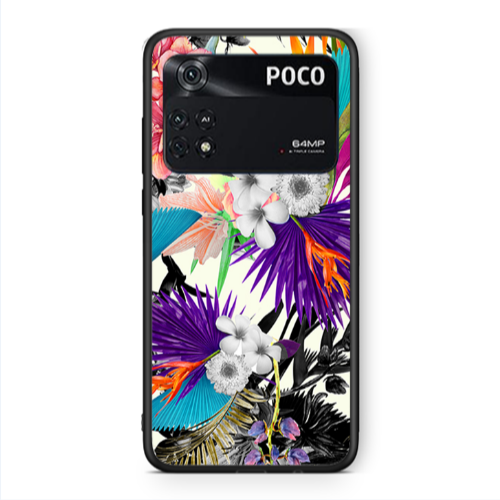 Xiaomi Poco M4 Pro 4G Sea flowers Black Glossy Θήκη