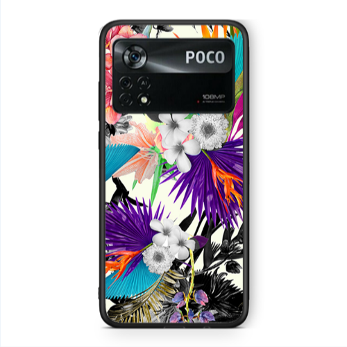 Xiaomi Poco X4 Pro Sea flowers Black Glossy Θήκη