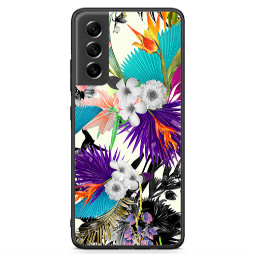 Samsung S21 FE Sea flowers Black Glossy Θήκη