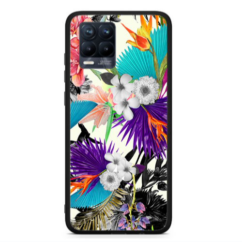 Realme 8  Sea flowers Black Glossy Θήκη
