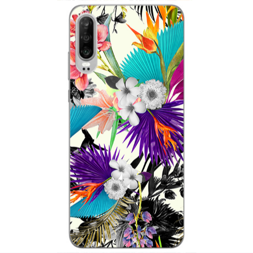Huawei P30 Sea flowers Transparent Silicone TPU Θήκη