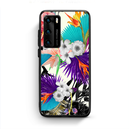 Huawei P40 Sea flowers Black Glossy Θήκη