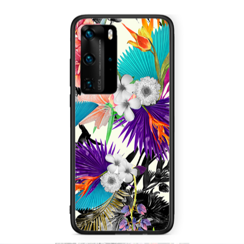 Huawei P40 Pro Sea flowers Black Glossy Θήκη