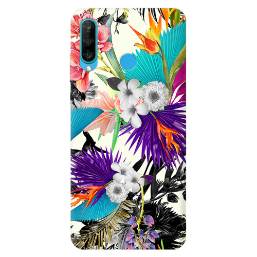 Huawei P30 Lite Sea flowers Transparent Silicone TPU Θήκη
