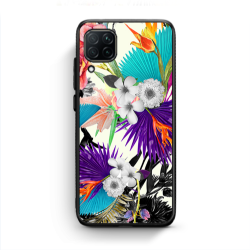 Huawei P40 Lite Sea flowers Black Glossy Θήκη