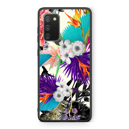 Samsung A02s Sea flowers Black Glossy Θήκη