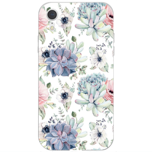 Apple iPhone Xr Flower 56 Transparent Silicone TPU Θήκη
