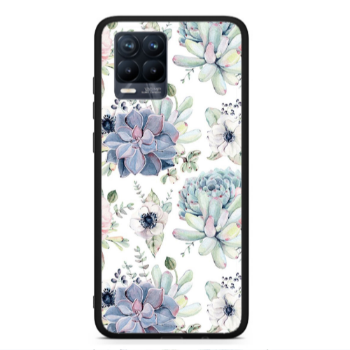 Realme 8  Flower 56 Black Glossy Θήκη