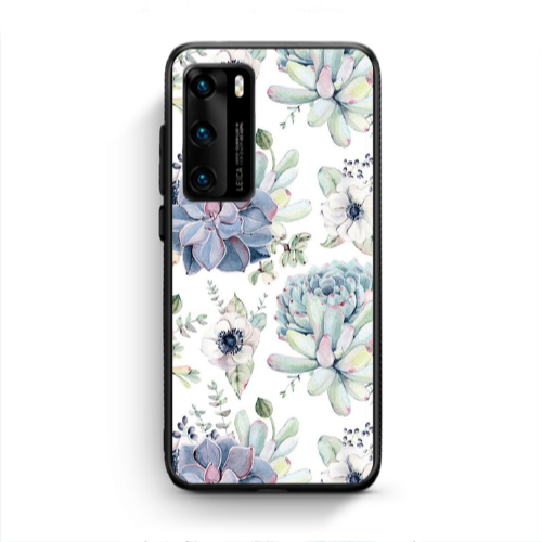 Huawei P40 Flower 56 Black Glossy Θήκη