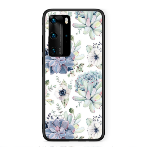 Huawei P40 Pro Flower 56 Black Glossy Θήκη