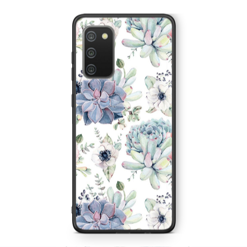 Samsung A02s Flower 56 Black Glossy Θήκη