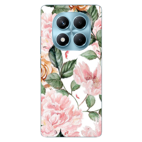 Xiaomi Redmi Note 14 Pro Pink rose and laves Transparent Silicone TPU Θήκη