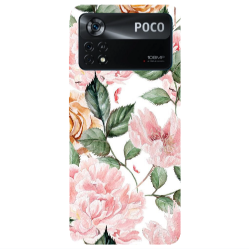 Xiaomi Poco X4 Pro Pink rose and laves Transparent Silicone TPU Θήκη