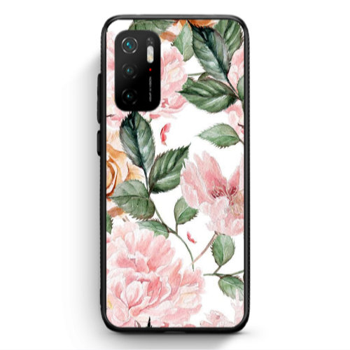Xiaomi Poco M3 Pro Pink rose and laves Black Glossy Θήκη