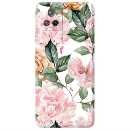 Xiaomi Poco F4 Pink rose and laves Transparent Silicone TPU Θήκη
