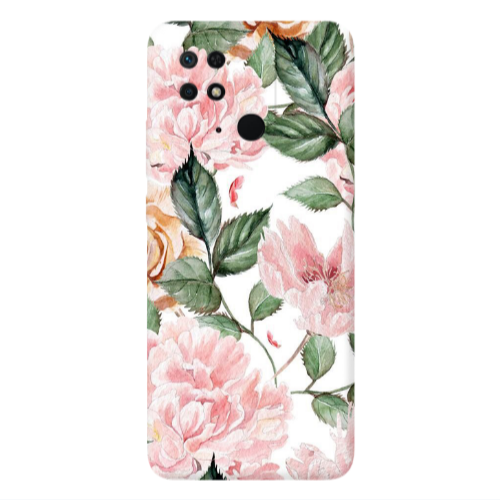 Xiaomi Poco C40 Pink rose and laves Transparent Silicone TPU Θήκη