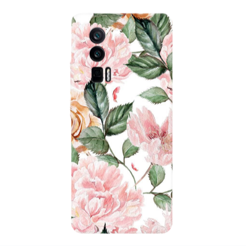 Xiaomi Poco F5 Pro Pink rose and laves Transparent Silicone TPU Θήκη