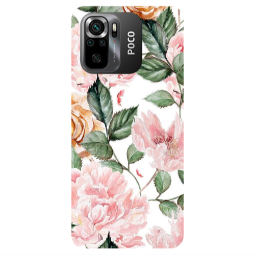 Xiaomi Poco M5 s Pink rose and laves Transparent Silicone TPU Θήκη