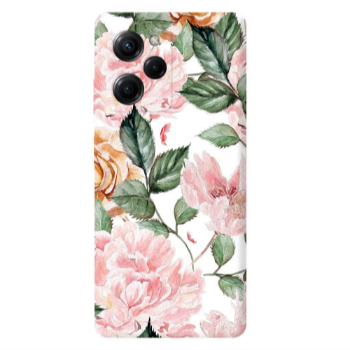 Xiaomi Poco X5 Pro Pink rose and laves Transparent Silicone TPU Θήκη