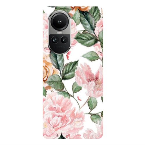 Oppo Reno10 5G Pink rose and laves Transparent Silicone TPU Θήκη