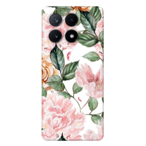 Xiaomi Poco X6Pro 5G Pink rose and laves Transparent Silicone TPU Θήκη