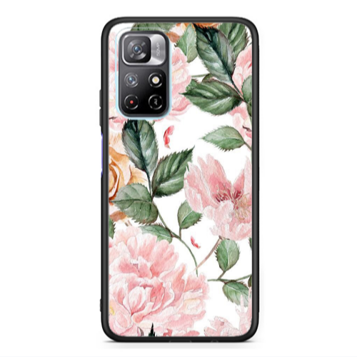 Xiaomi Poco M4 Pro 5G Pink rose and laves Black Glossy Θήκη