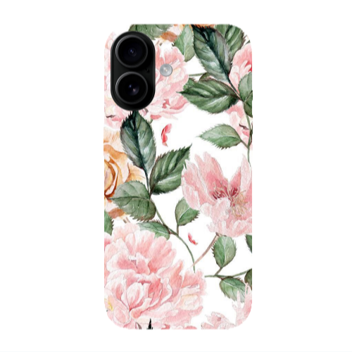 Apple Iphone 16 Pink rose and laves Transparent Silicone TPU Θήκη