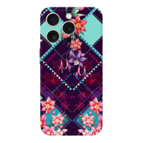 Apple Iphone 16 Pro Max Checkered flowers Transparent Silicone TPU Θήκη