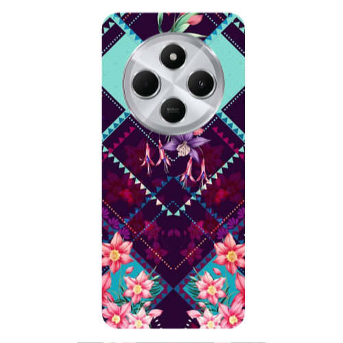 Xiaomi Redmi 14c Checkered flowers Transparent Silicone TPU Θήκη