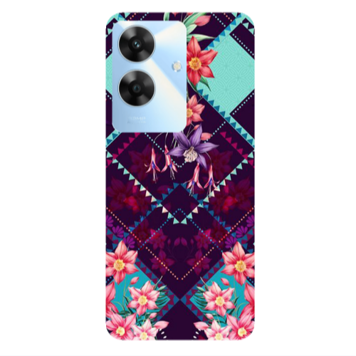 Realme Note 60 Checkered flowers Transparent Silicone TPU Θήκη